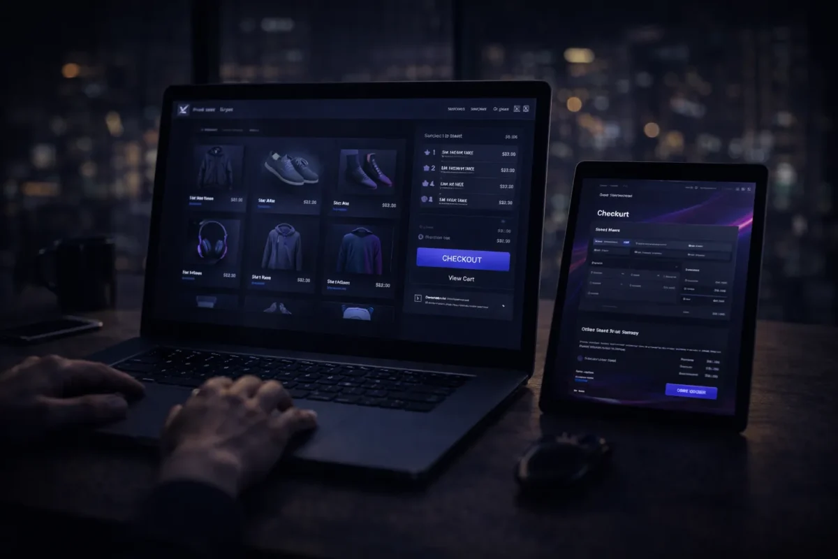 e commerce website design on a laptop screen