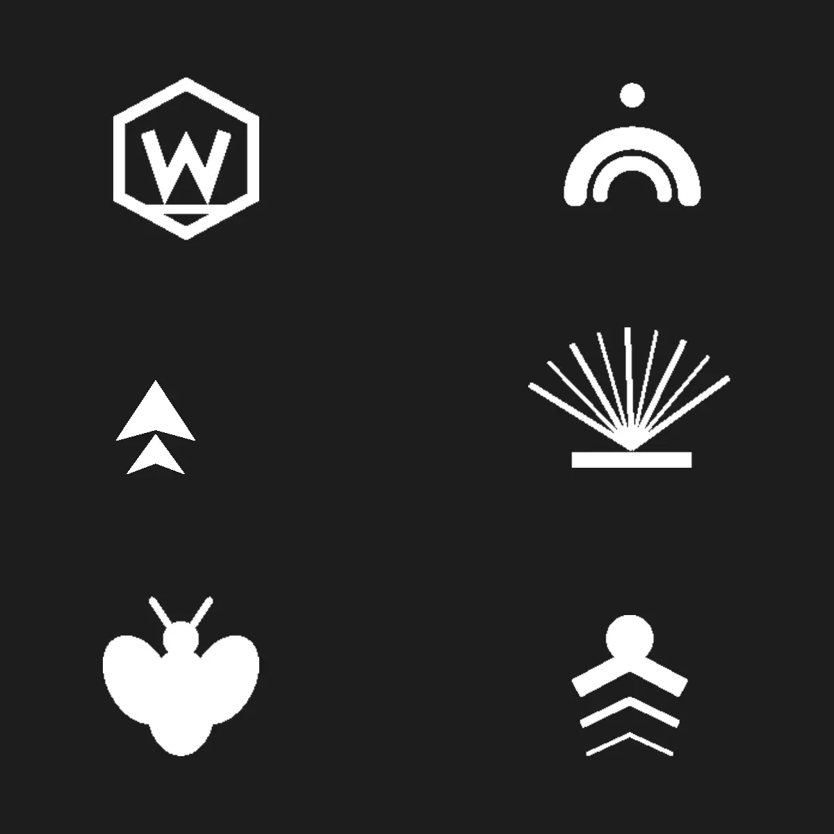 Examples of AI generated logo symbols, the kind of output that usually needs rebuilding before it can be used