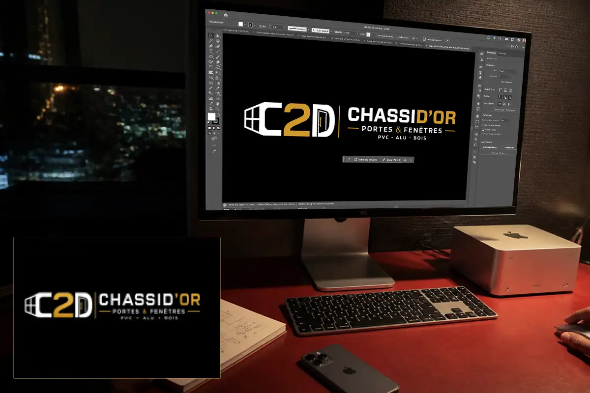 AI generated logo for C2D Chassid'Or rebuilt as production ready vector artwork by Concepduo