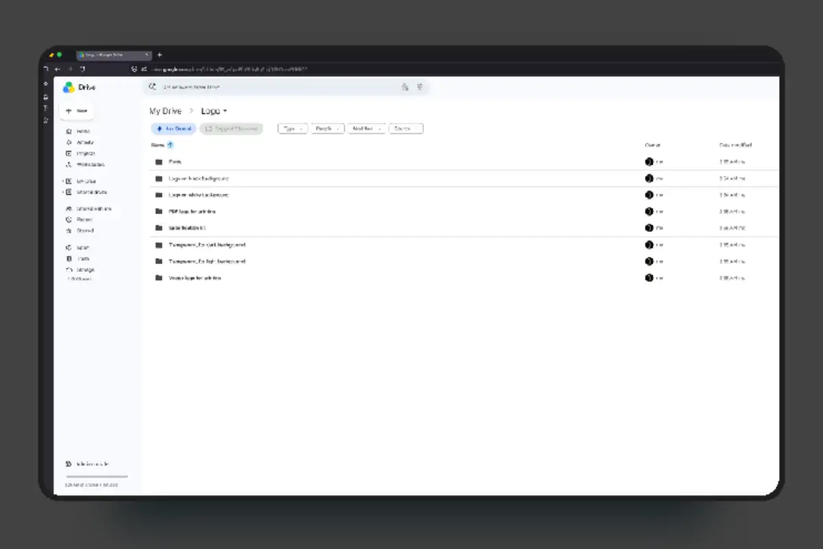 The logo files delivered to every client, organised in clearly labelled folders